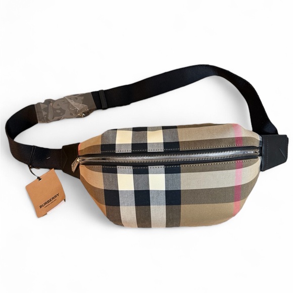 Burberry Beige and Black Check Belt Bag